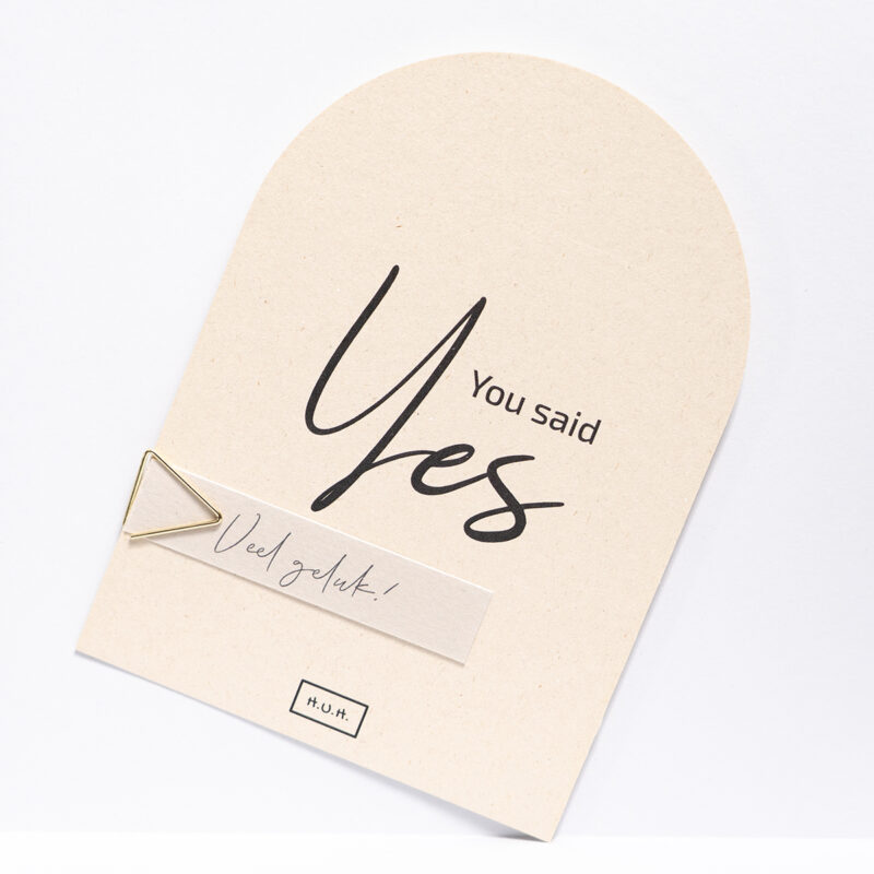 Felicitatiekaart huwelijk trouwen contour gesneden, You said Yes